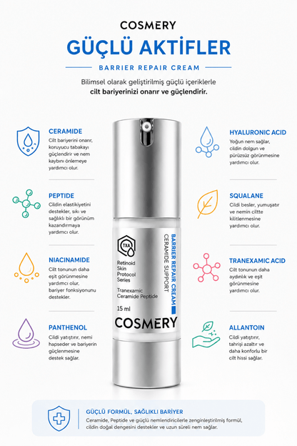 Barrier Repair Cream, Onarıcı Yatıştırıcı ve Bariyer Güçlenmesini Destekleyici 15 ML