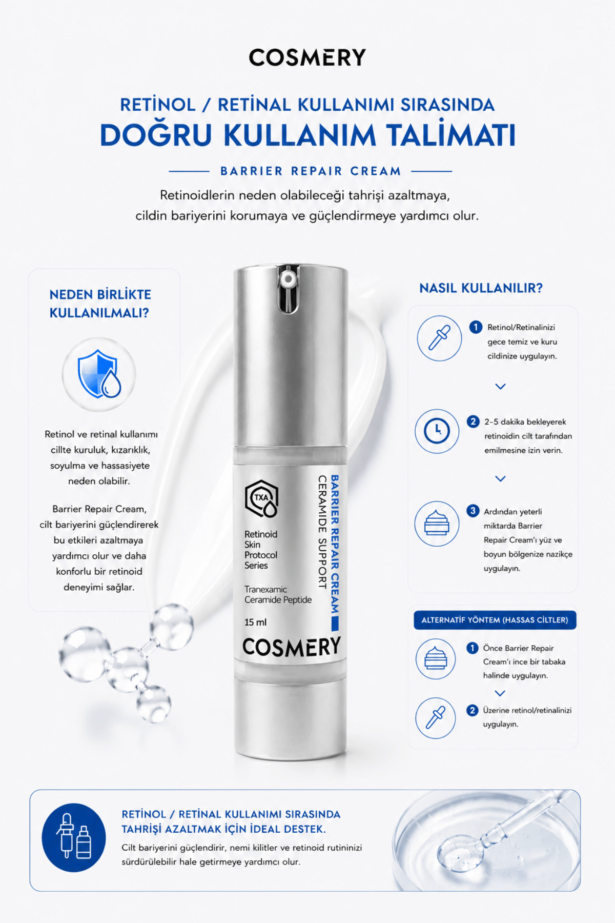 Barrier Repair Cream, Onarıcı Yatıştırıcı ve Bariyer Güçlenmesini Destekleyici 15 ML