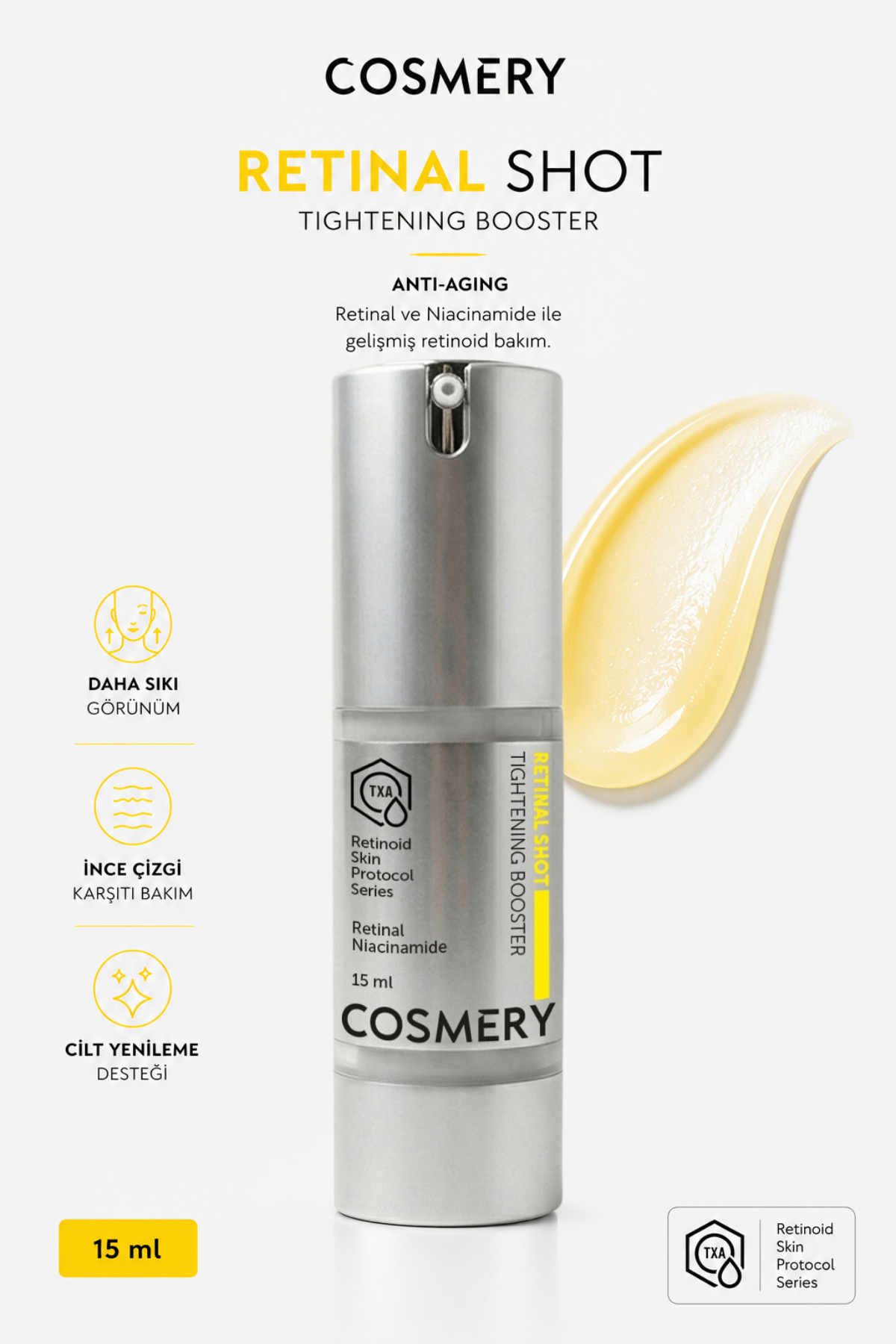 Retinal Shot Cream, Anti-Aging, Sıkılaştırıcı ve Kırışıklık Karşıtı 15 ML